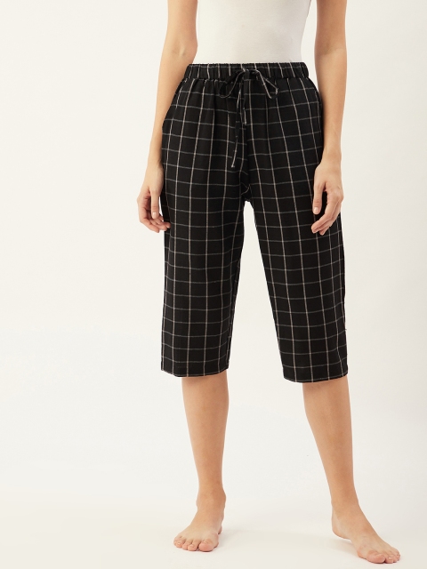 

9teenAGAIN Women Black & White Cotton Lounge Capris