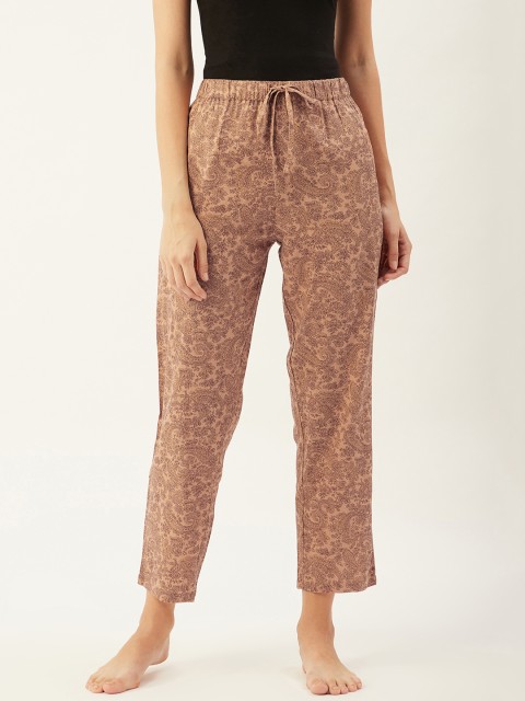

9teenAGAIN Women Orange & Brown Ethnic Motifs Printed Lounge Pants