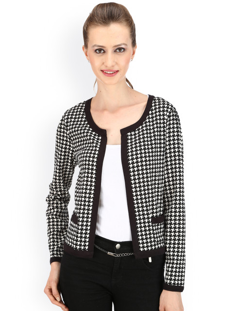 

STREET 9 Black Houndstooth Printed Blazer