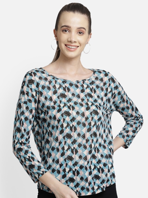 

Aditi Wasan Blue Printed Regular Top