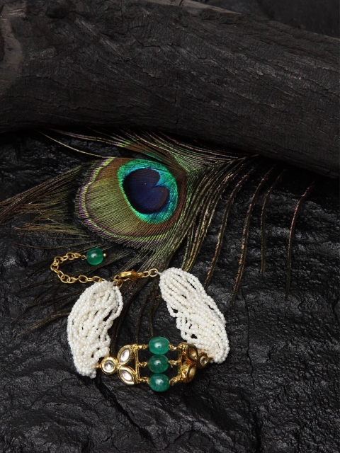 

DUGRISTYLE Women Green Pearl Bracelet, Gold
