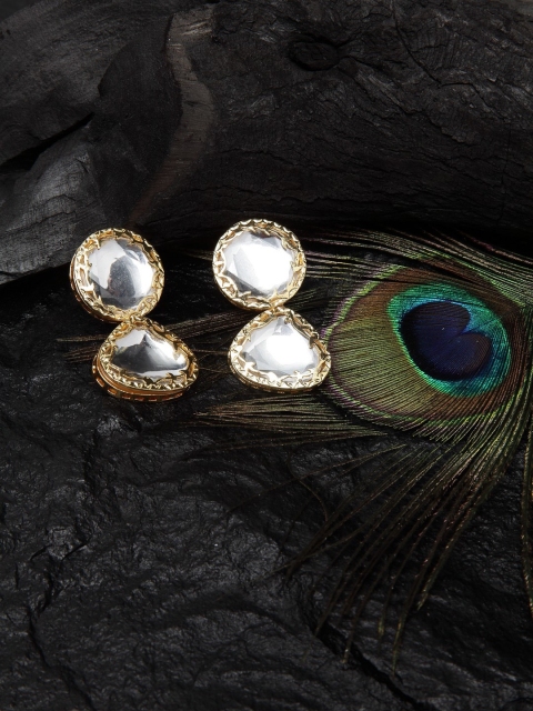 

DUGRISTYLE Gold-Toned Teardrop Shaped Drop Earrings