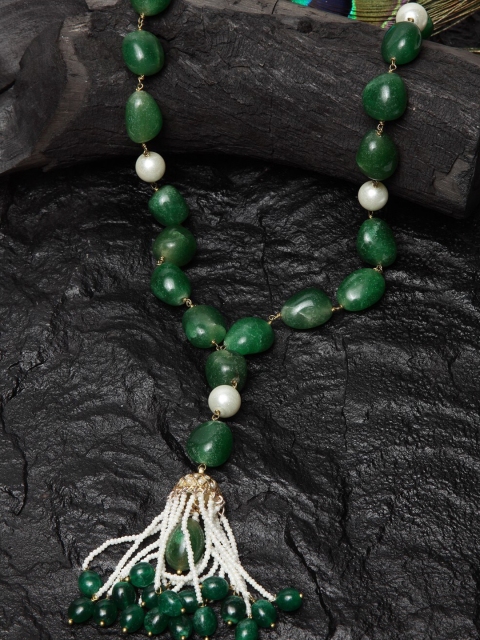

DUGRISTYLE Women Green Haar Necklace, Gold