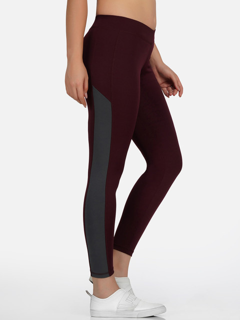 

NEU LOOK FASHION Women Maroon & Grey Colourblocked Tights