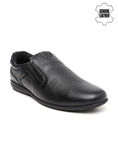 

Red Chief Men Black Genuine Leather Slip-Ons