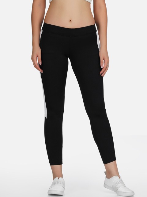 

NEU LOOK FASHION Women Black & White Colourblocked Gym Tights