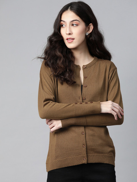 

PICOT Women Brown Solid Cardigan
