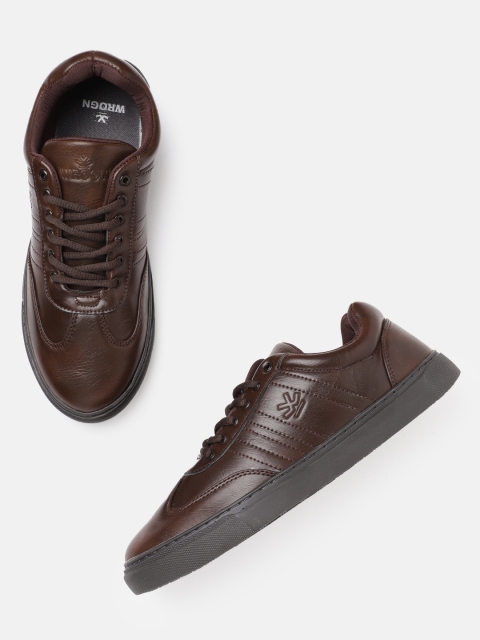 

WROGN Men Coffee Brown Solid Sneakers