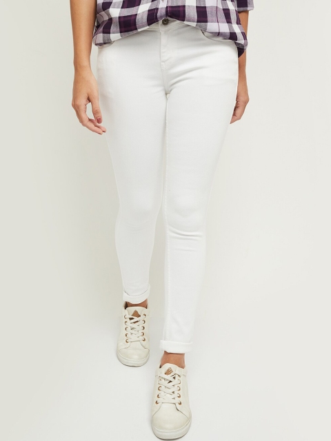 

max Women White Coloured Skinny Fit Jeans