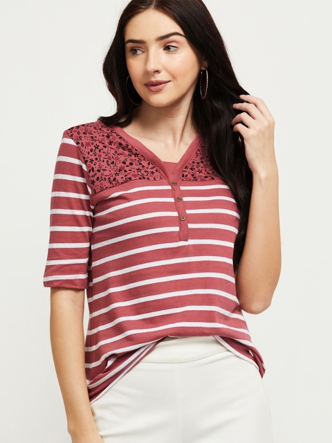 

max Pink Striped Regular Top