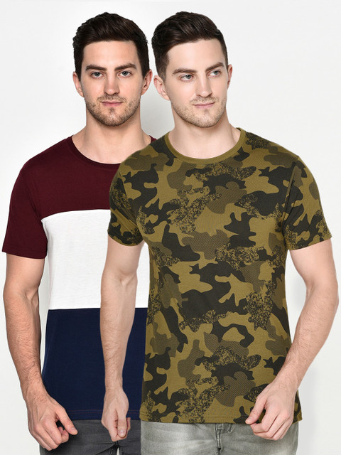 

ELEGANCE Men Pack of 2 Multicoloured Printed T-shirt, Multi