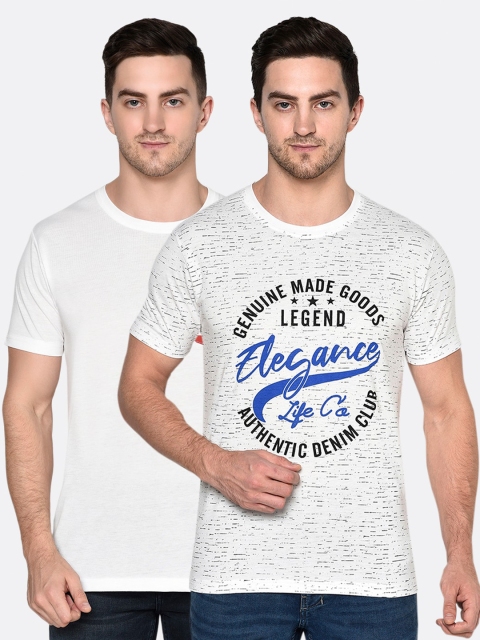

ELEGANCE Men Pack Of 2 Typography Printed T-shirt, Multi