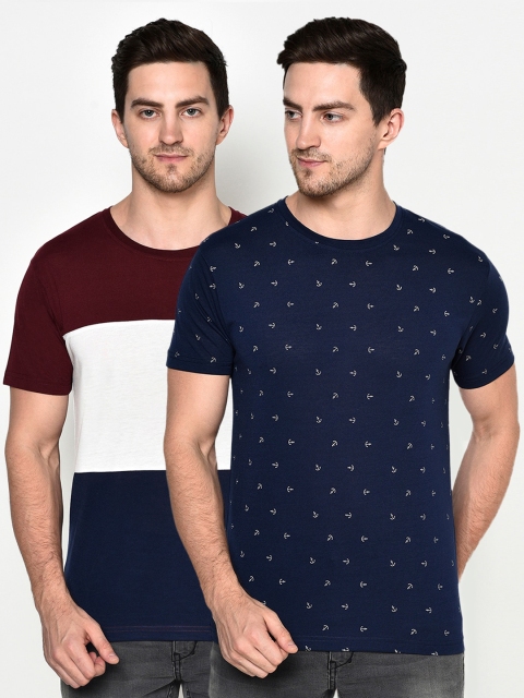 

ELEGANCE Men Pack Of 2 T-shirt, Navy blue