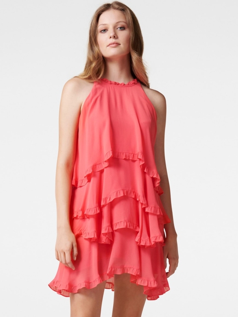 

Forever New Coral Pink Halter Neck Layered A-Line Dress