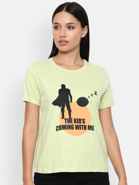 

Van Heusen Woman Green Pure Cotton Typography Printed T-shirt