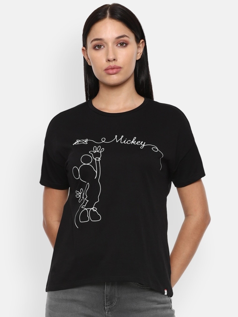 

Van Heusen Woman Women Black Typography Printed Extended Sleeves T-shirt