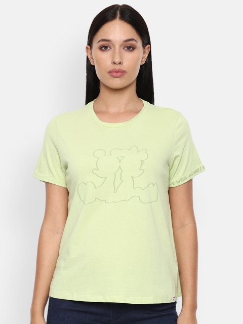 

Van Heusen Woma Green Printed Pure Cotton T-shirt