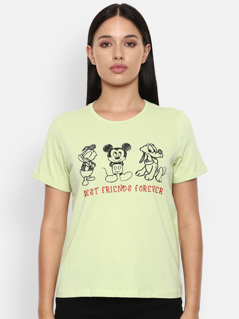 

Van Heusen Woman Women Lime Green Typography Printed T-shirt