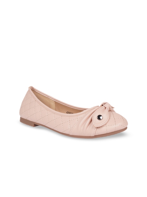 

HEATWAVE Women Peach-Coloured Textured Ballerinas With Bows Flats