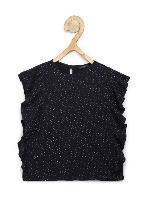 

Allen Solly Junior Girls Navy Blue Polka Dots Printed Regular Top