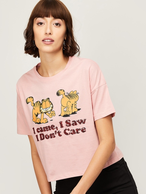 

Ginger by Lifestyle Women Pink Printed T-shirt