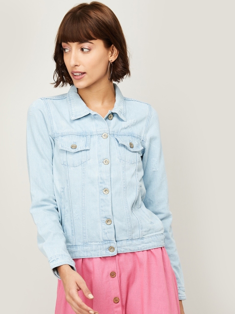 

Ginger by Lifestyle Women Blue Washed Regular Denim Jacket