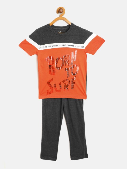

Sweet Dreams Boys Red & Charcoal Grey Printed Pyjamas Set