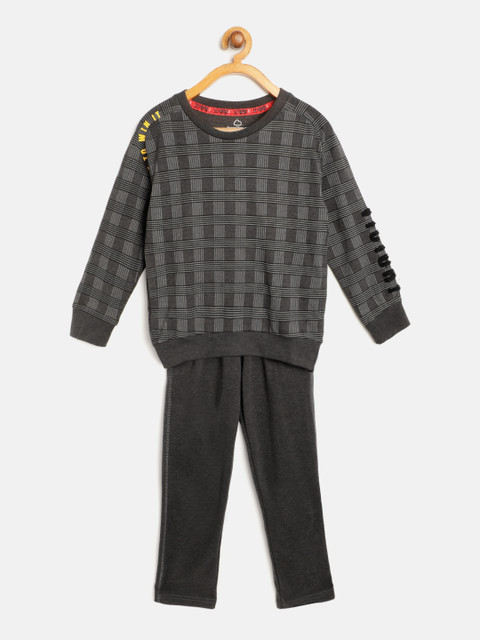 

Sweet Dreams Boys Charcoal Grey Checked Applique Detail Pyjamas Set