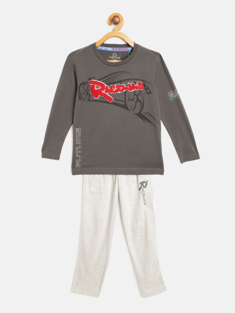 

Sweet Dreams Boys Grey & Red Printed Night suit