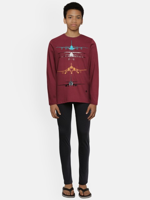 

Sweet Dreams Boys Burgundy & Black Printed Night suit