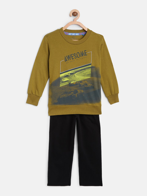 

Sweet Dreams Boys Khaki & Black Printed Night suit