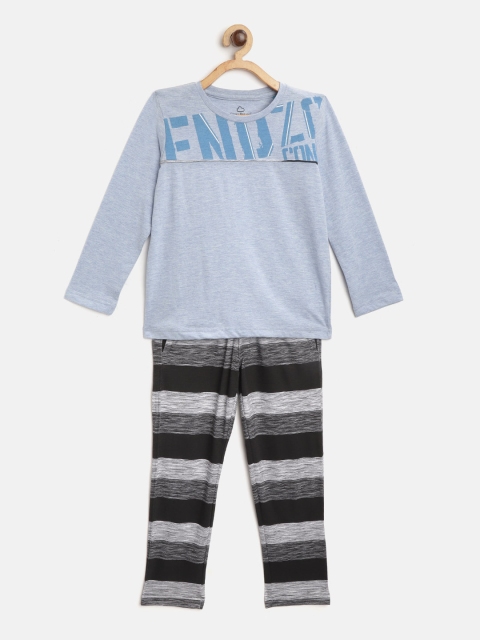 

Sweet Dreams Boys Blue & Black Printed & Striped Pyjamas Set