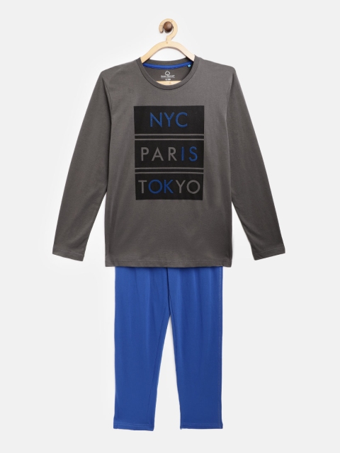 

Sweet Dreams Boys Charcoal Grey & Blue Printed Pyjamas Set