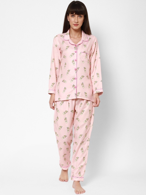 

Twenty3 Women Pink Cotton Starbucks Print Nightwear Set