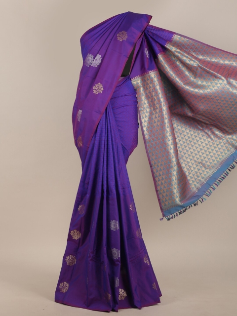 

Pothys Violet & Gold-Toned Woven Design Art Silk Saree