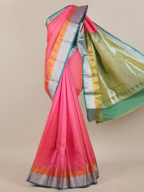 

Pothys Pink & Green Woven Design Zari Art Silk Saree