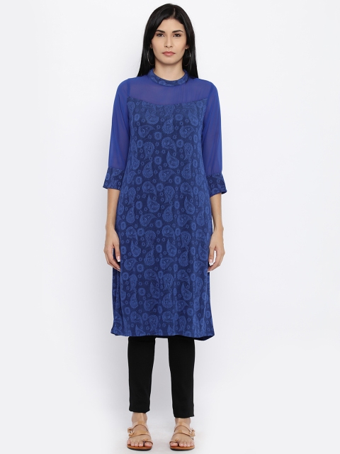 

Fusion Beats Women Navy Blue Printed Kurta