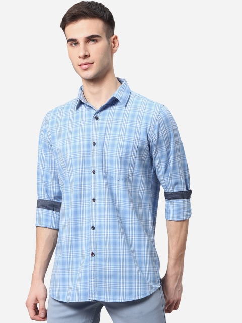 

JADE BLUE Men Blue Slim Fit Checked Casual Shirt