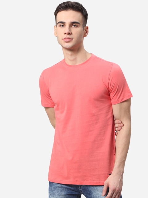 

JADE BLUE Men Pink Slim Fit Cotton Pure Cotton T-shirt