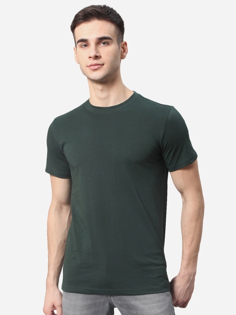 

JADE BLUE Men Pure Cotton Green Slim Fit Pure Cotton T-shirt