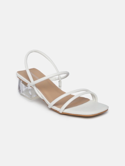 

shoexpress White Printed Block Sandals
