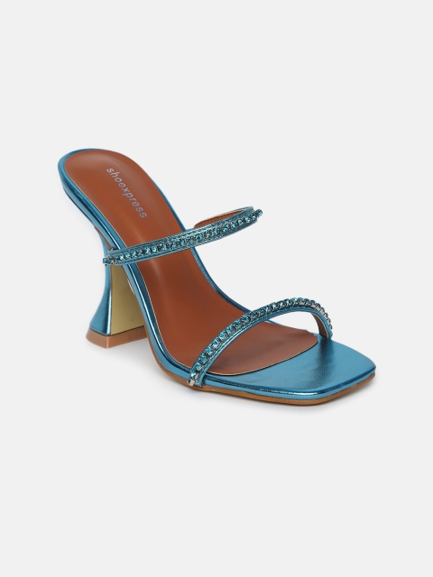 

shoexpress Green Embellished PU Party Stiletto Sandals