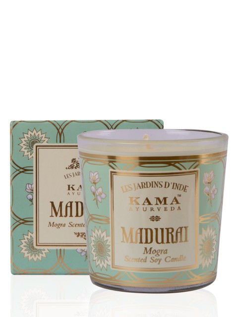 

KAMA AYURVEDA Madurai Mogra Scented Handmade Soy Candle 75 g, Green
