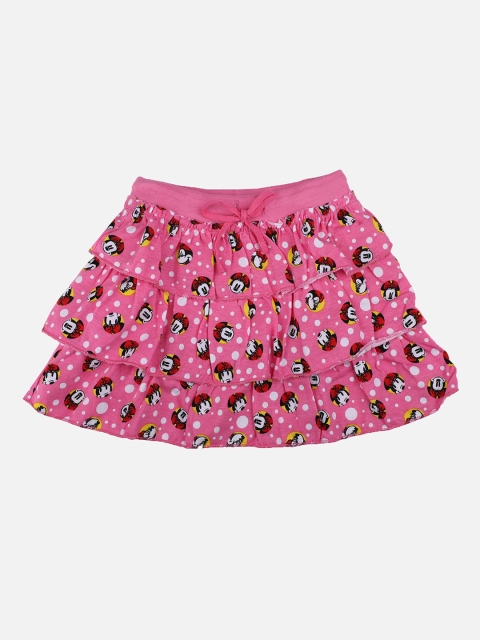 

Bodycare Kids Infant Girls Pink & Black Minnie & Friends Printed Pure Cotton Tiered Skirt
