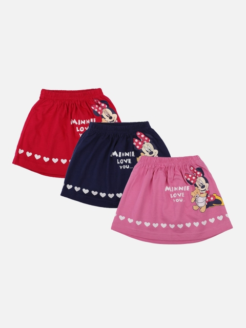 

Bodycare Infant Girls Pack Of 3 Printed Pure Cotton A-Line Mini Skirts, Red