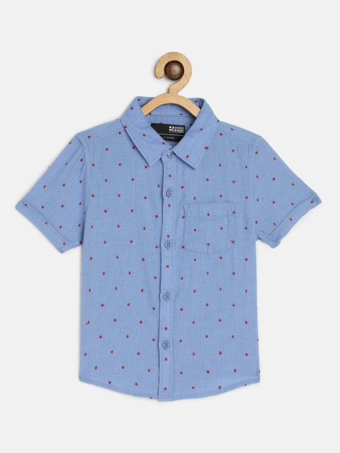 

HERE&NOW Boys Blue Solid Casual Shirt
