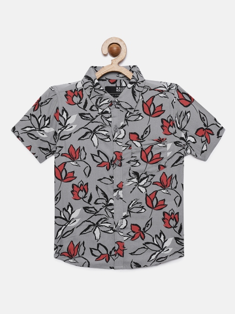 

HERE&NOW Boys Grey Floral Printed Casual Shirt