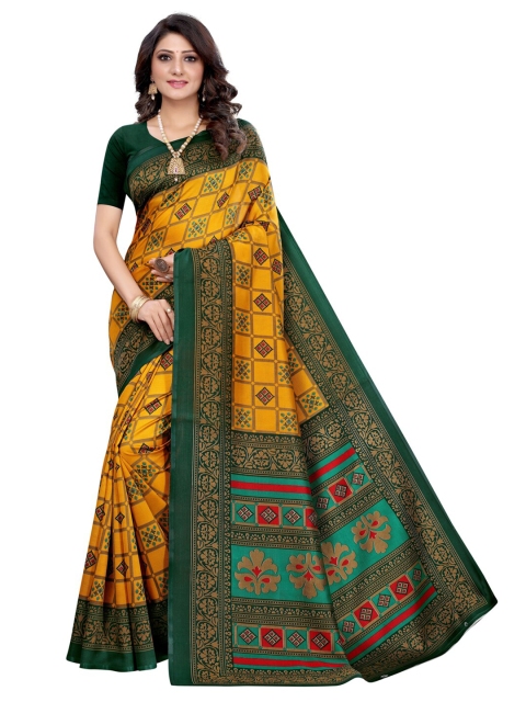 

KALINI Yellow & Green Woven Design Saree