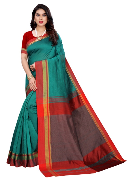

KALINI Teal & Red Woven Design Saree