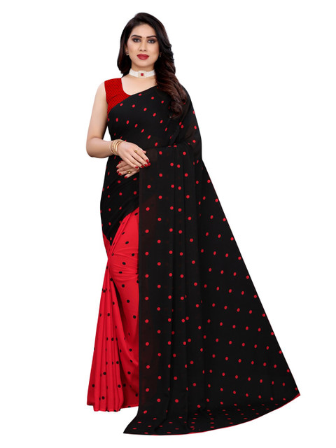 

KALINI Red & Black Pure Georgette Saree